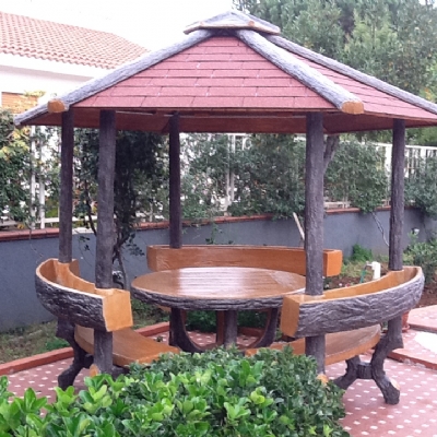 GAZEBO ROTONDO in FINTO LEGNO
