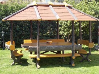 GAZEBO OVALE in FINTO LEGNO