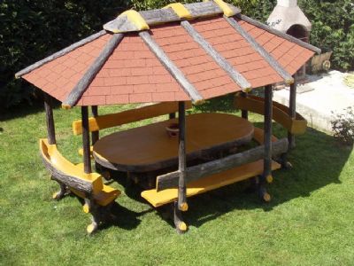 GAZEBO OVALE in FINTO LEGNO